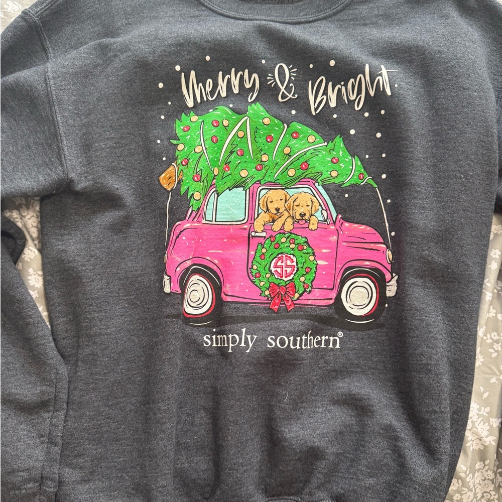 Simply Southern Kids Merry & Bright Gray Sweatshirt